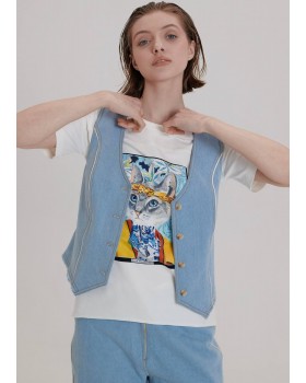 DENIM GILET SKY BLUE DENIM GILET SKY BLUE