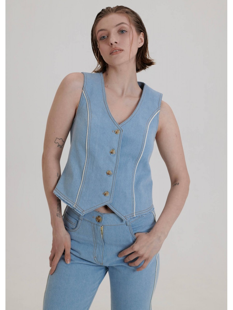 DENIM GILET SKY BLUE DENIM GILET SKY BLUE