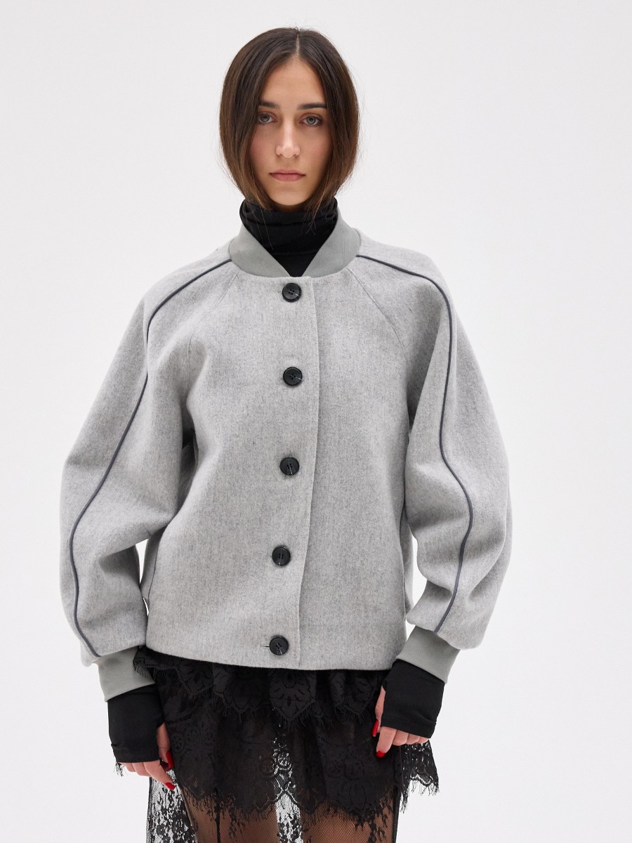 WOOL BOMBER GREY WOOL BOMBER GREY