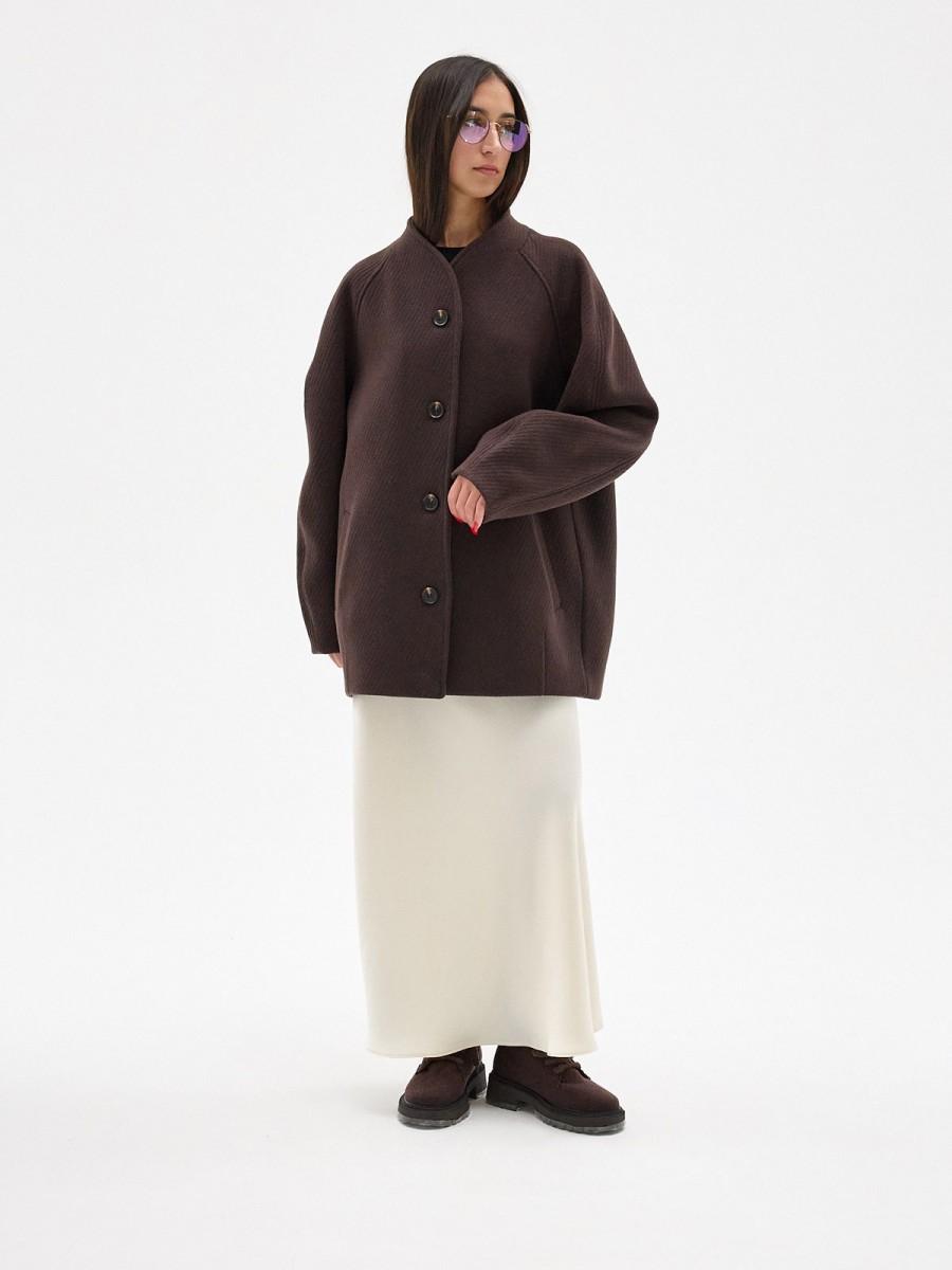 WOOL COAT-BOMBER CHOCO WOOL COAT-BOMBER CHOCO