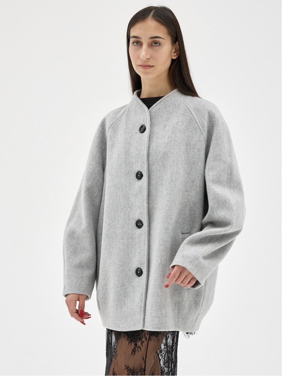 WOOL COAT-BOMBER SKY GREY WOOL COAT-BOMBER SKY GREY