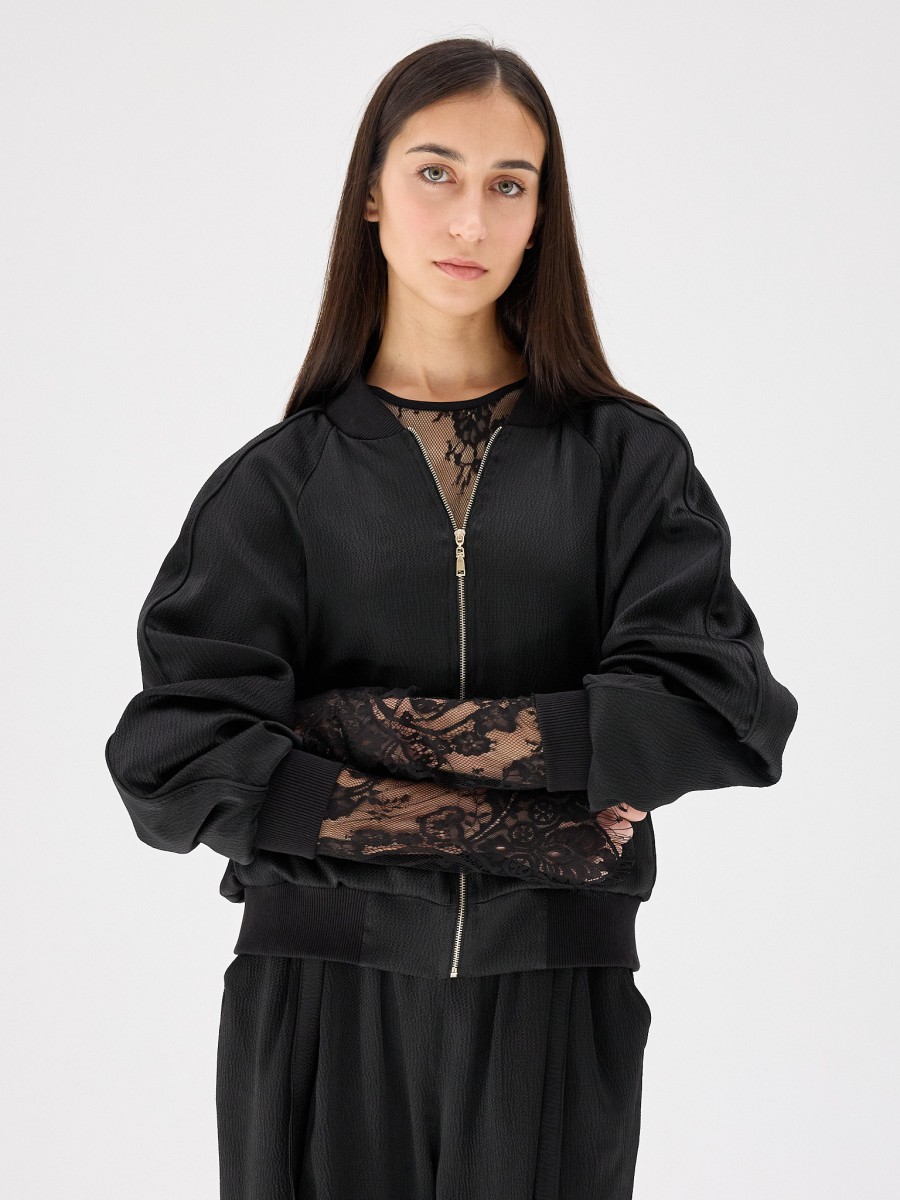 BOMBER SILK BLACK SICILY BOMBER SILK BLACK SICILY