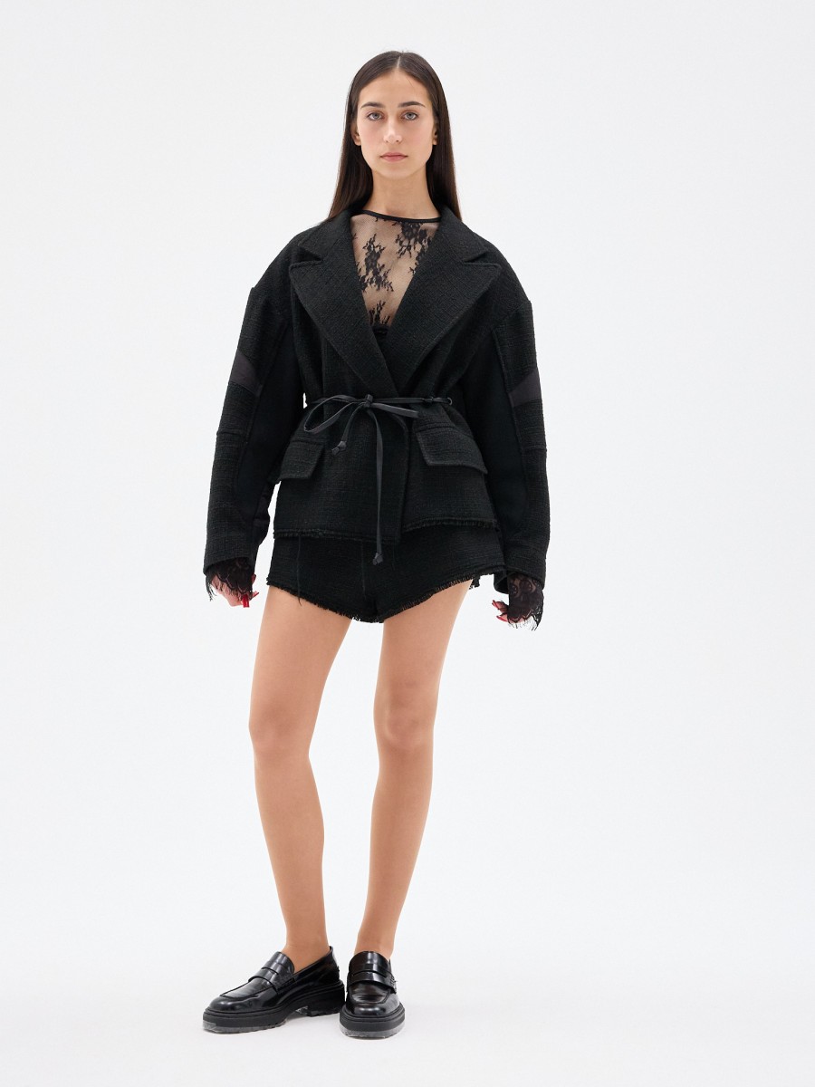 TRENCH -BOMBER TWID BLACK TRENCH -BOMBER TWID BLACK